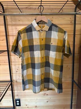 Kuhl Men's Short-Sleeve Plaid Button-Down Shirt - Mustard, Gray & White